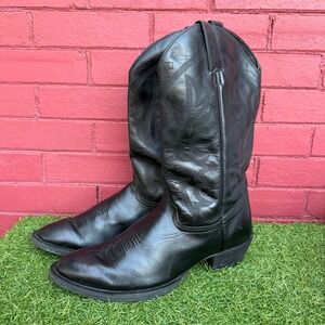 Justin Womens Black Leather Cowboy Boots Western Style‎ Size 10.5D